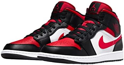 Nike Tênis de basquete masculino Air Jordan 1 Mid, Branco, preto